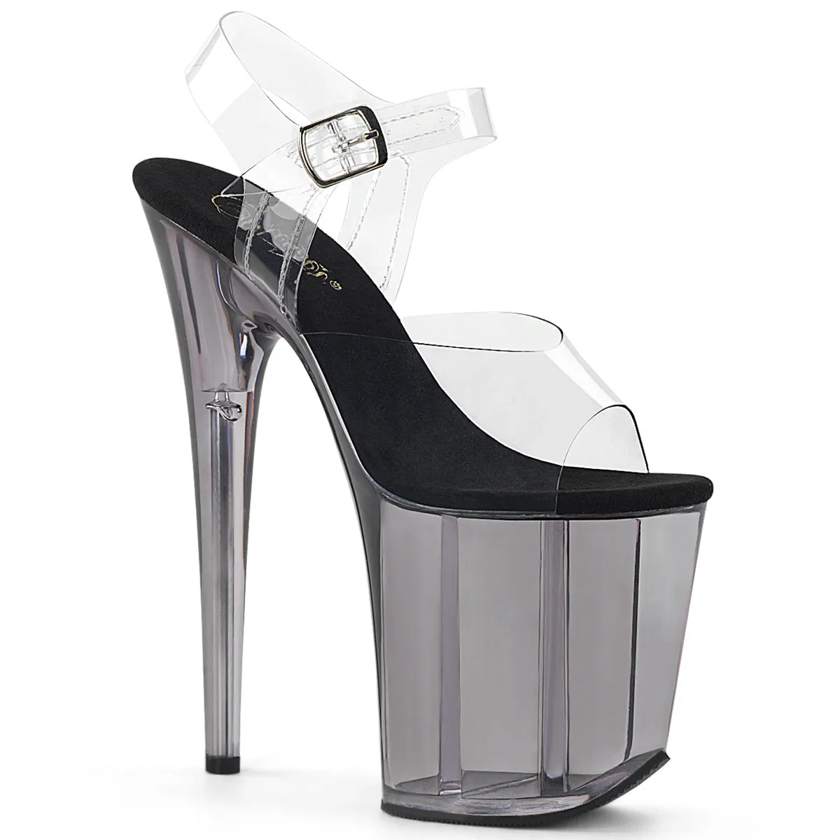 FLAMINGO-808T Pleaser Clear/Smoke Tinted Sexy Platform Shoes (Pole Dancing Heels)
