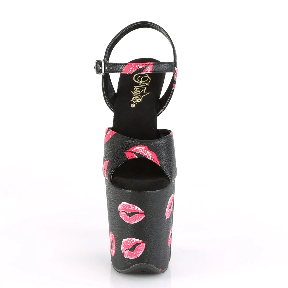 FLAMINGO-809KISSES Pleaser Black Faux Leather Sexy Platform Shoes (Pole Dancing Heels)