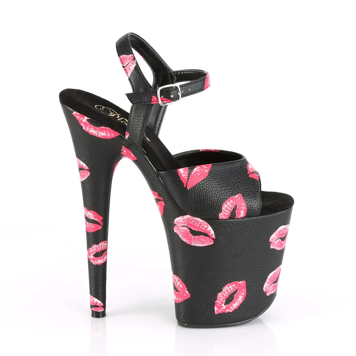FLAMINGO-809KISSES Pleaser Black Faux Leather Sexy Platform Shoes (Pole Dancing Heels)
