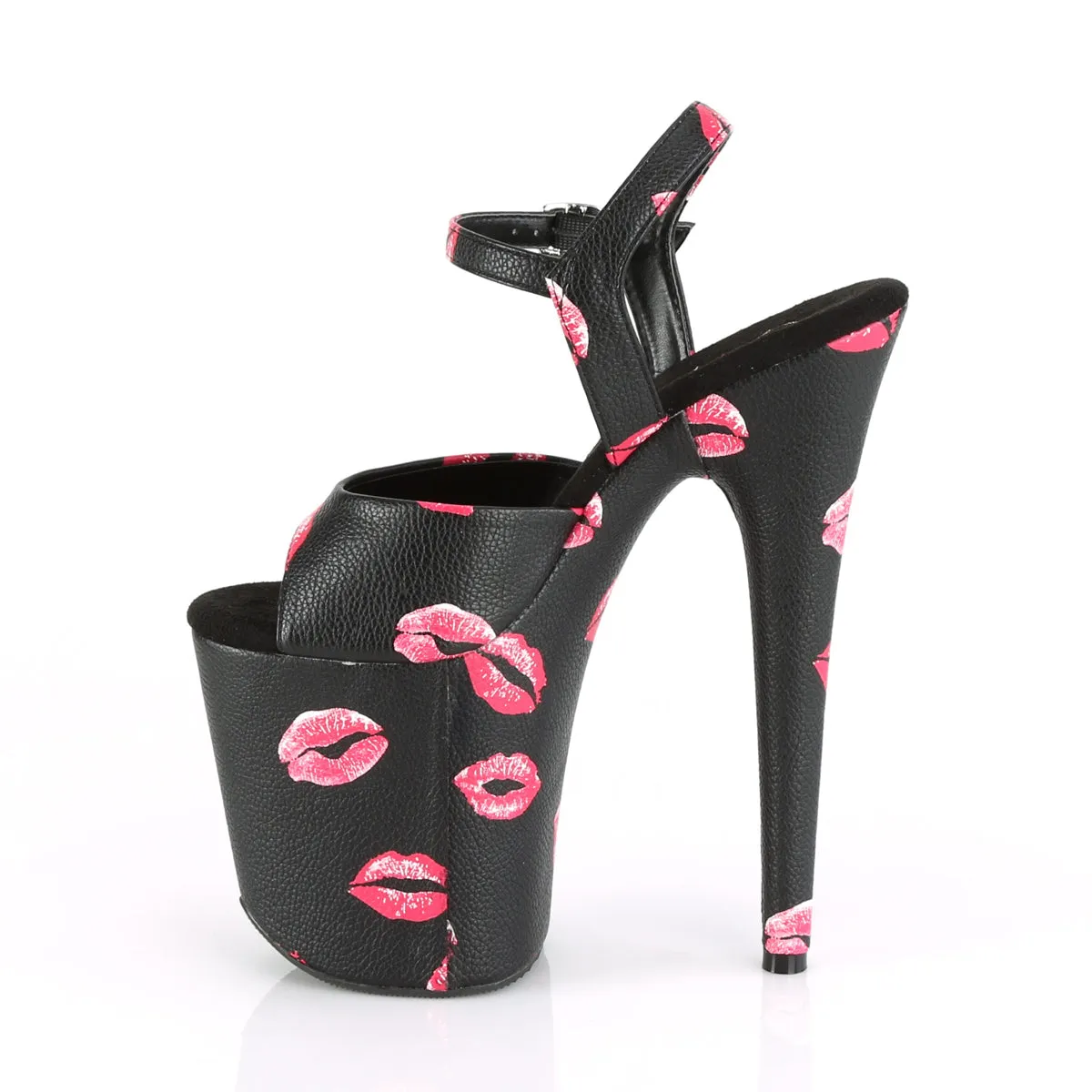 FLAMINGO-809KISSES Pleaser Black Faux Leather Sexy Platform Shoes (Pole Dancing Heels)