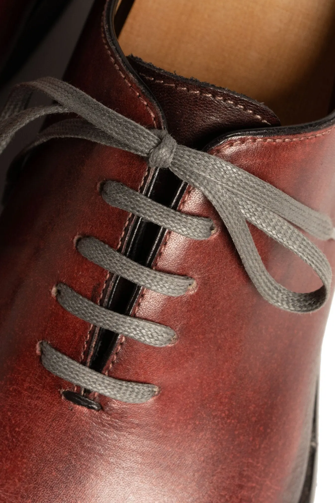 Flat Charcoal Waxed Cotton Shoelaces