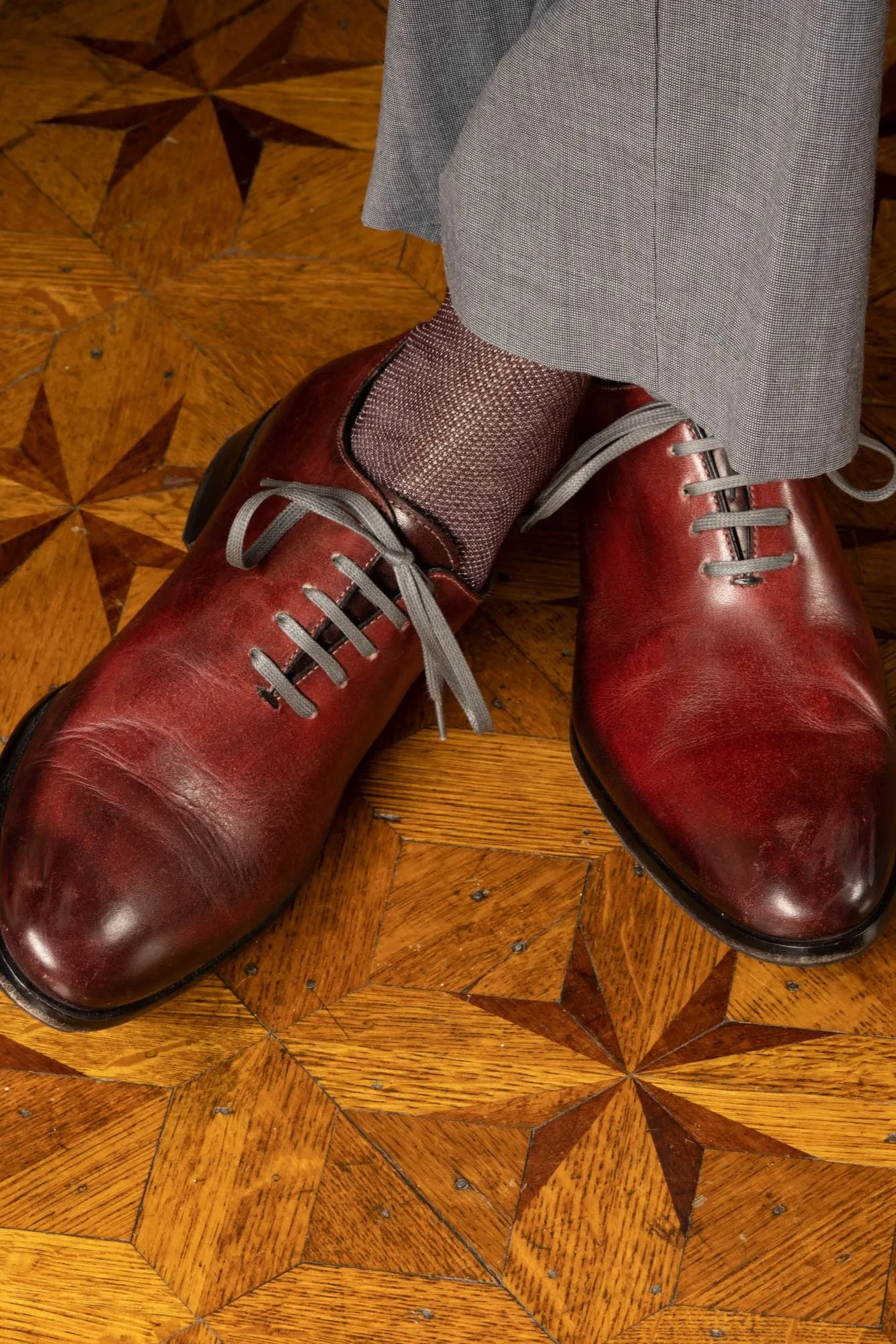 Flat Charcoal Waxed Cotton Shoelaces