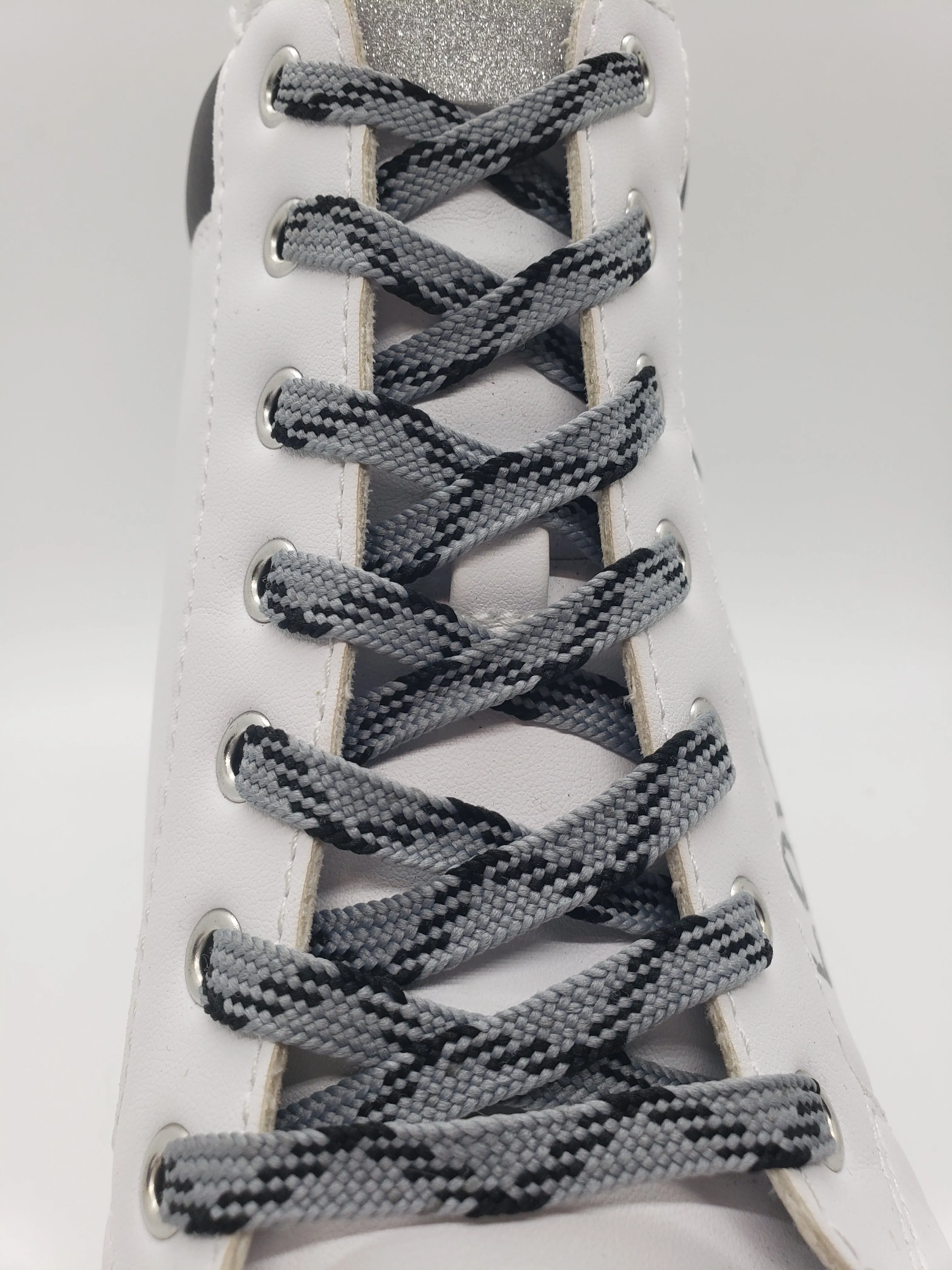 Flat Dress Shoelaces - Grey and Black