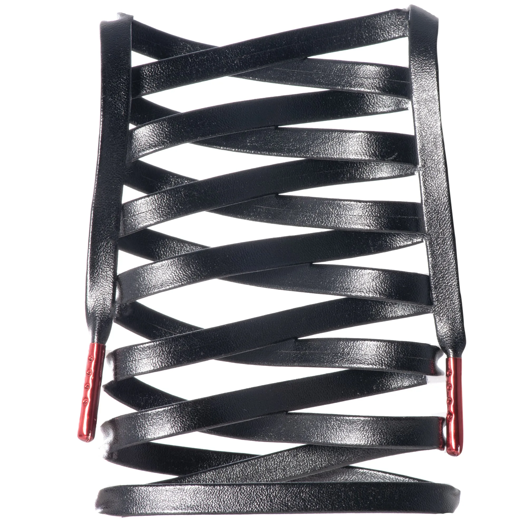 Flat Synthetic Leather Shoelaces w/ Colored Tips