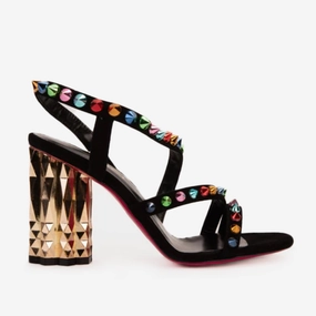 The Caris Black Block Heel Spike Leather Women Sandal Final Sale! Sandal Insole Versatile Casual Footwear