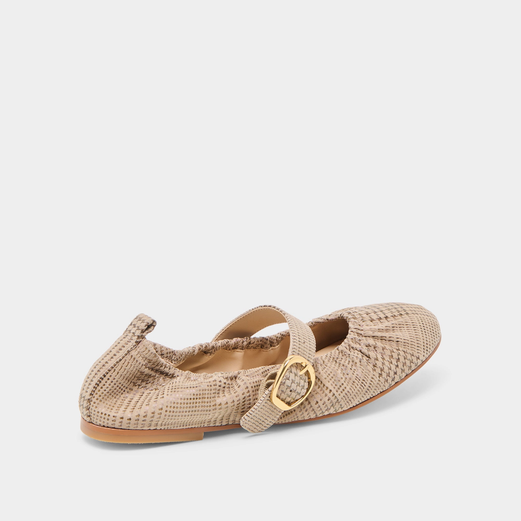 CAELY BALLET FLATS HERRINGBONE PRINTED SUEDE Peak View