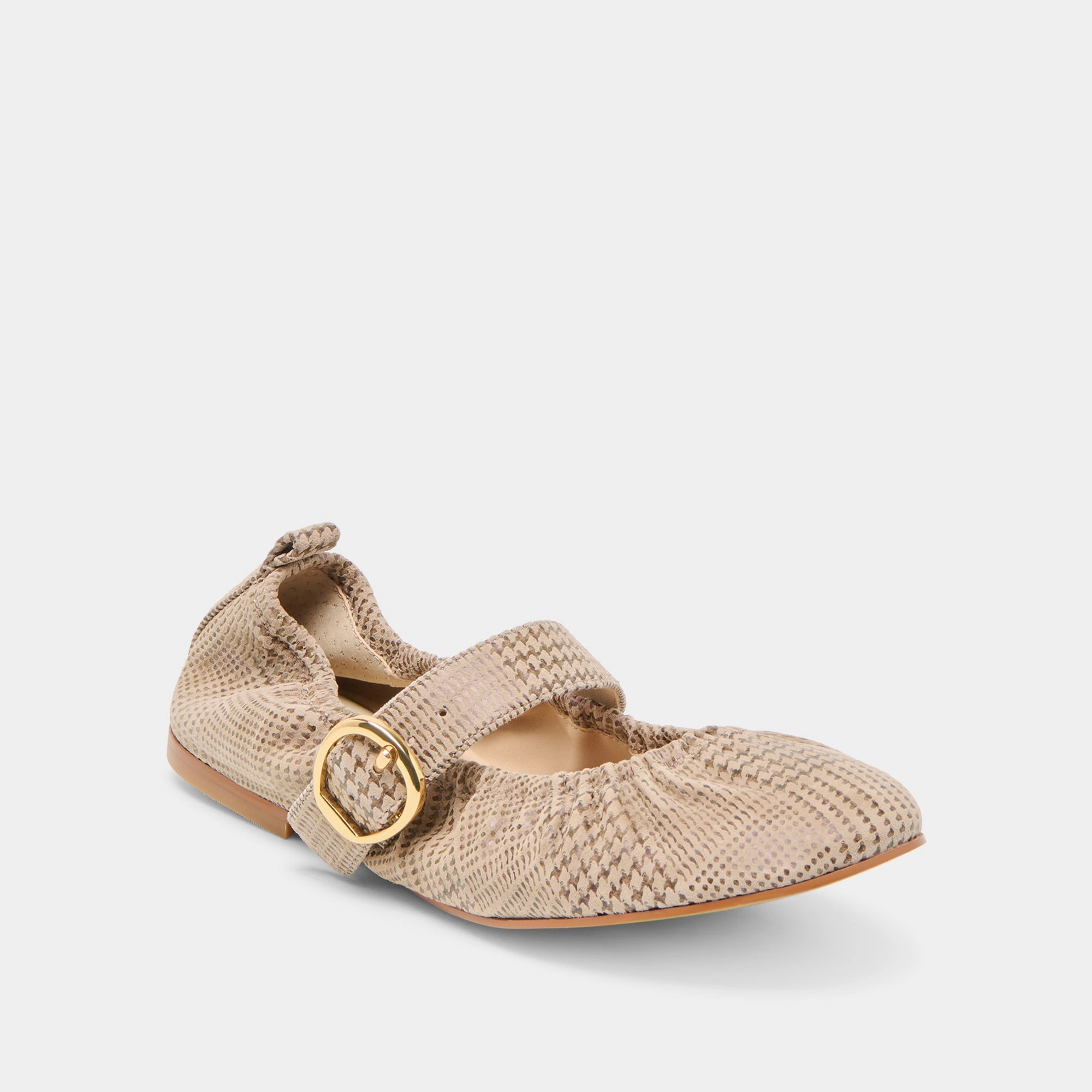 CAELY BALLET FLATS HERRINGBONE PRINTED SUEDE Quiet Walk