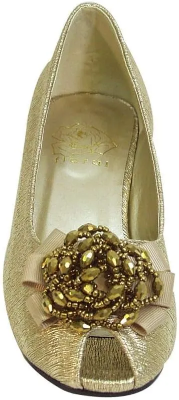 Floral Allie Women Wide Width Peep Toe Dress Pumps