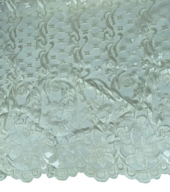 Floral Embroidered Lace with Single Finished Edge - Ivory
