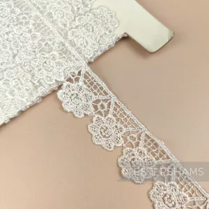 Floral Medal 30mm Vintage 1960/70ss White Nylon Lace on Tulle Backing - 1m