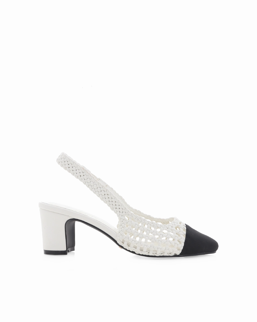 Beach Glam Stylish Pumps FLORIS - WHITE-BLACK GROSGRAIN