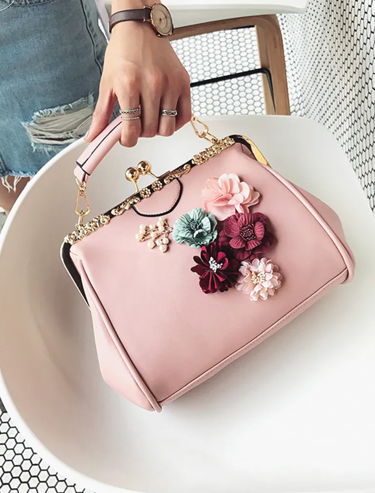 Flower Beaded Pouch Bag