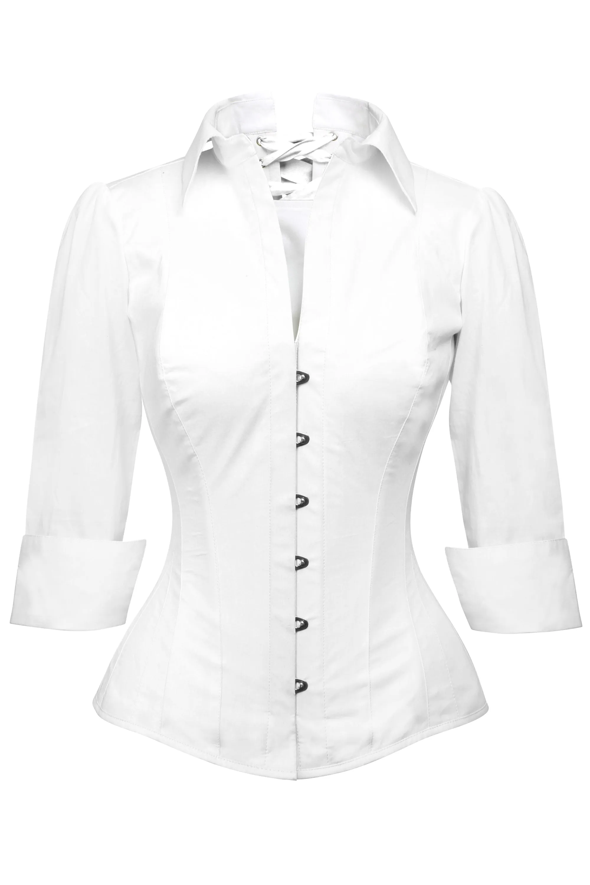 Full Steel Boned White Corset Shirt