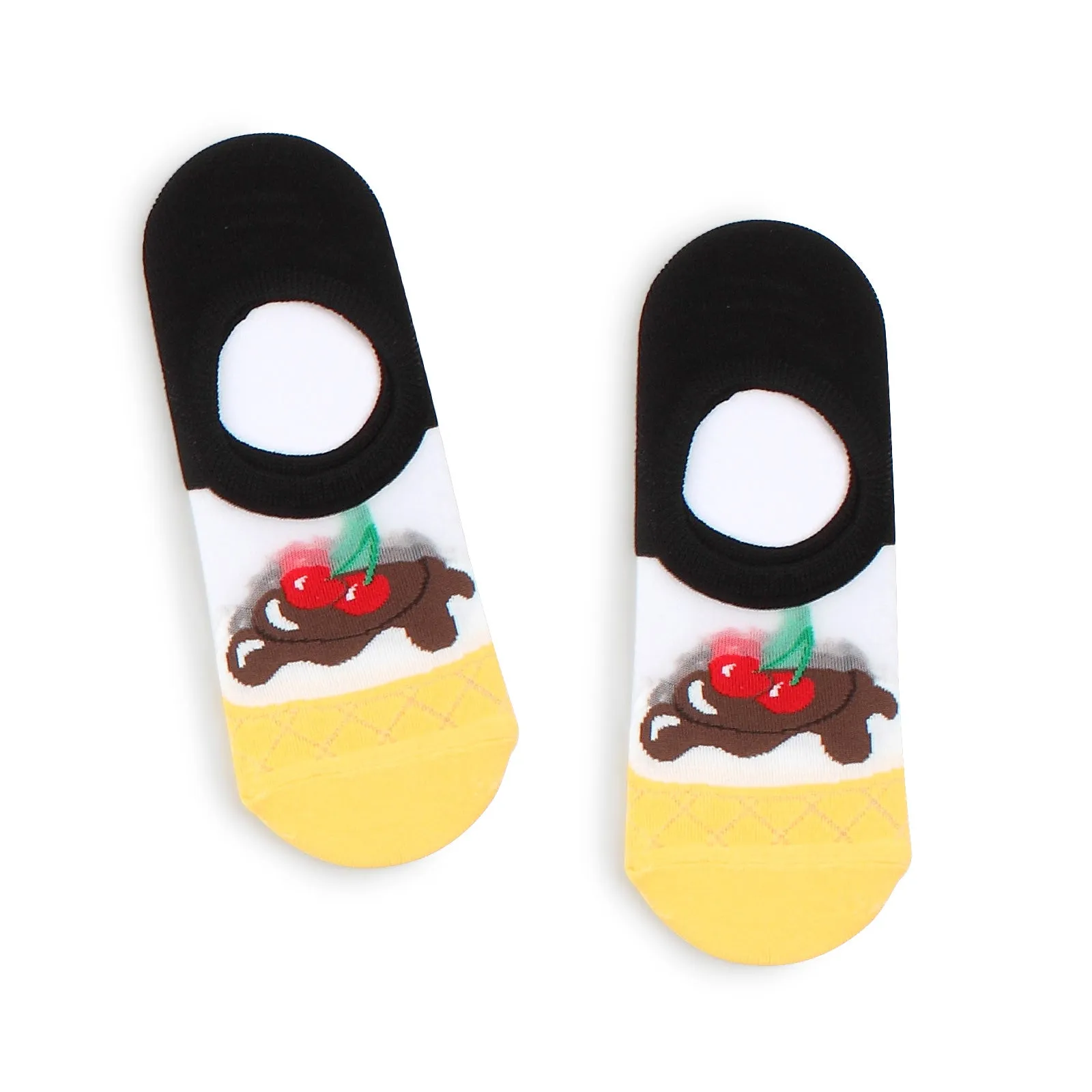 Funny midnight snack printing see through women loafer socks IH14