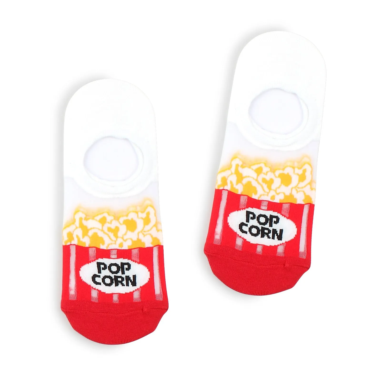 Funny midnight snack printing see through women loafer socks IH14