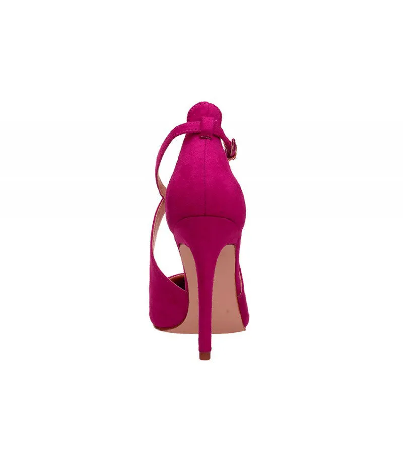 Fuschia Cross Strap Heels