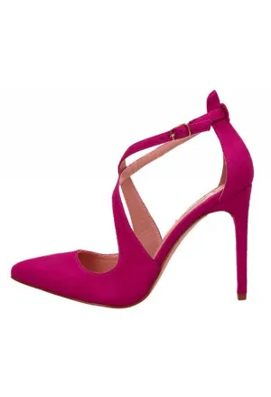 Fuschia Cross Strap Heels