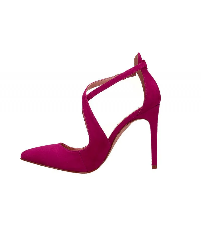Fuschia Cross Strap Heels