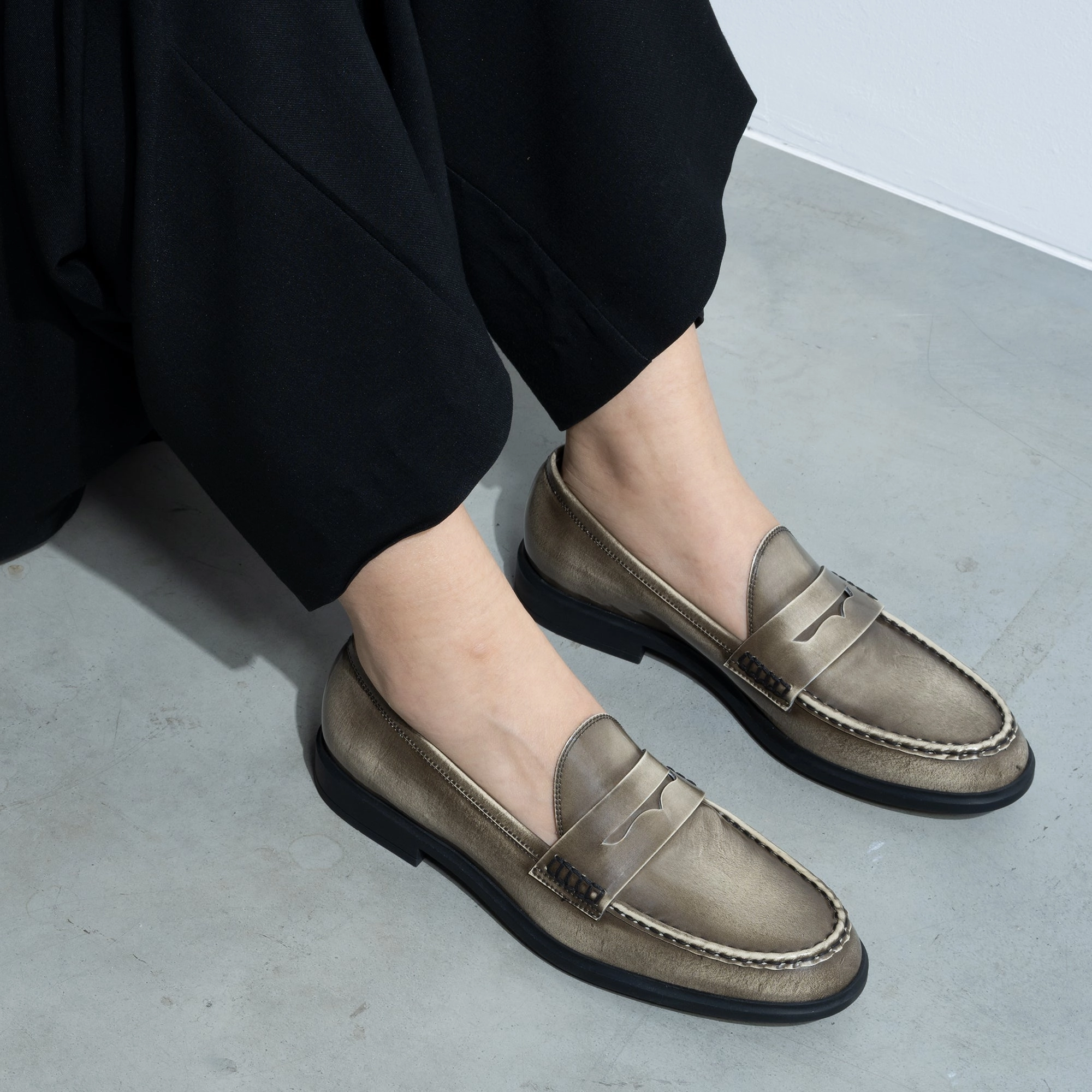 Vend?me Blandine cream spazzolato leather loafers sneaker