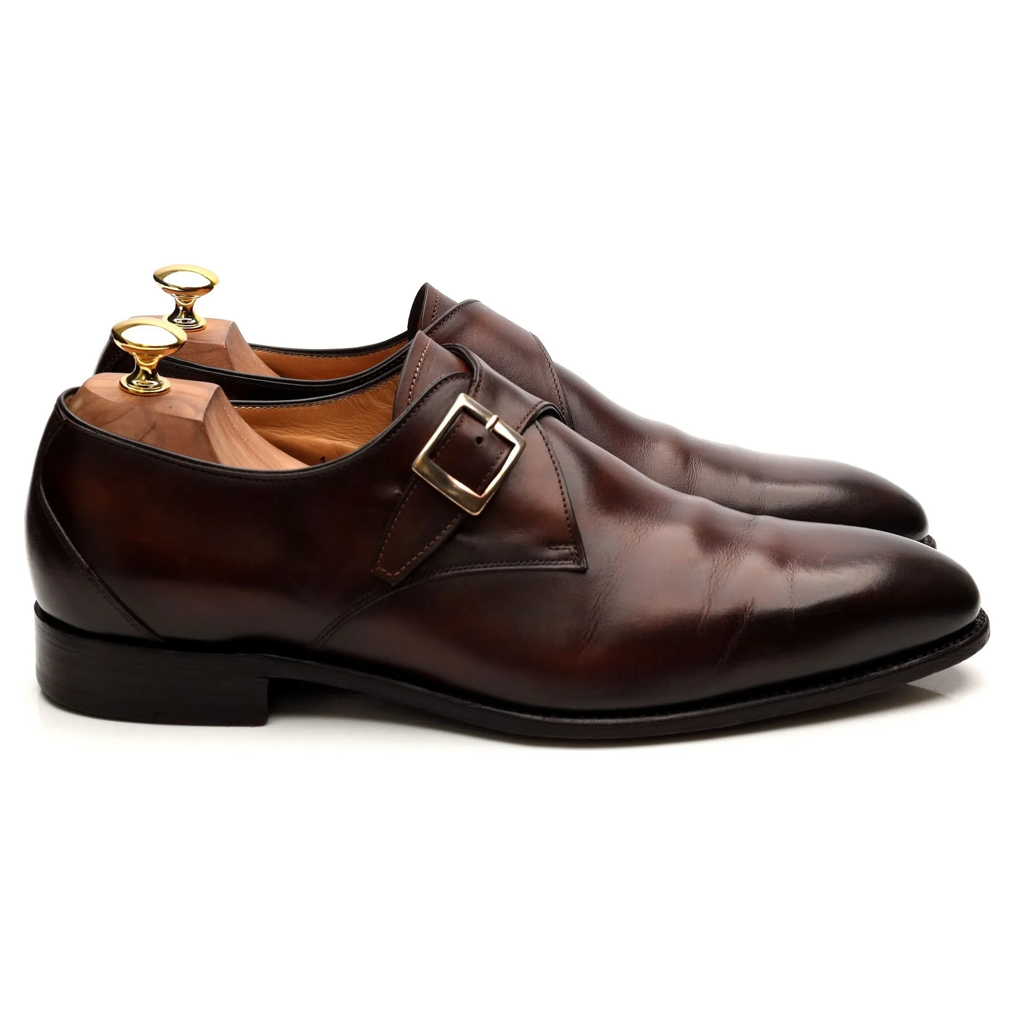 'Gareth' Brown Leather Monk Strap UK 9.5 E