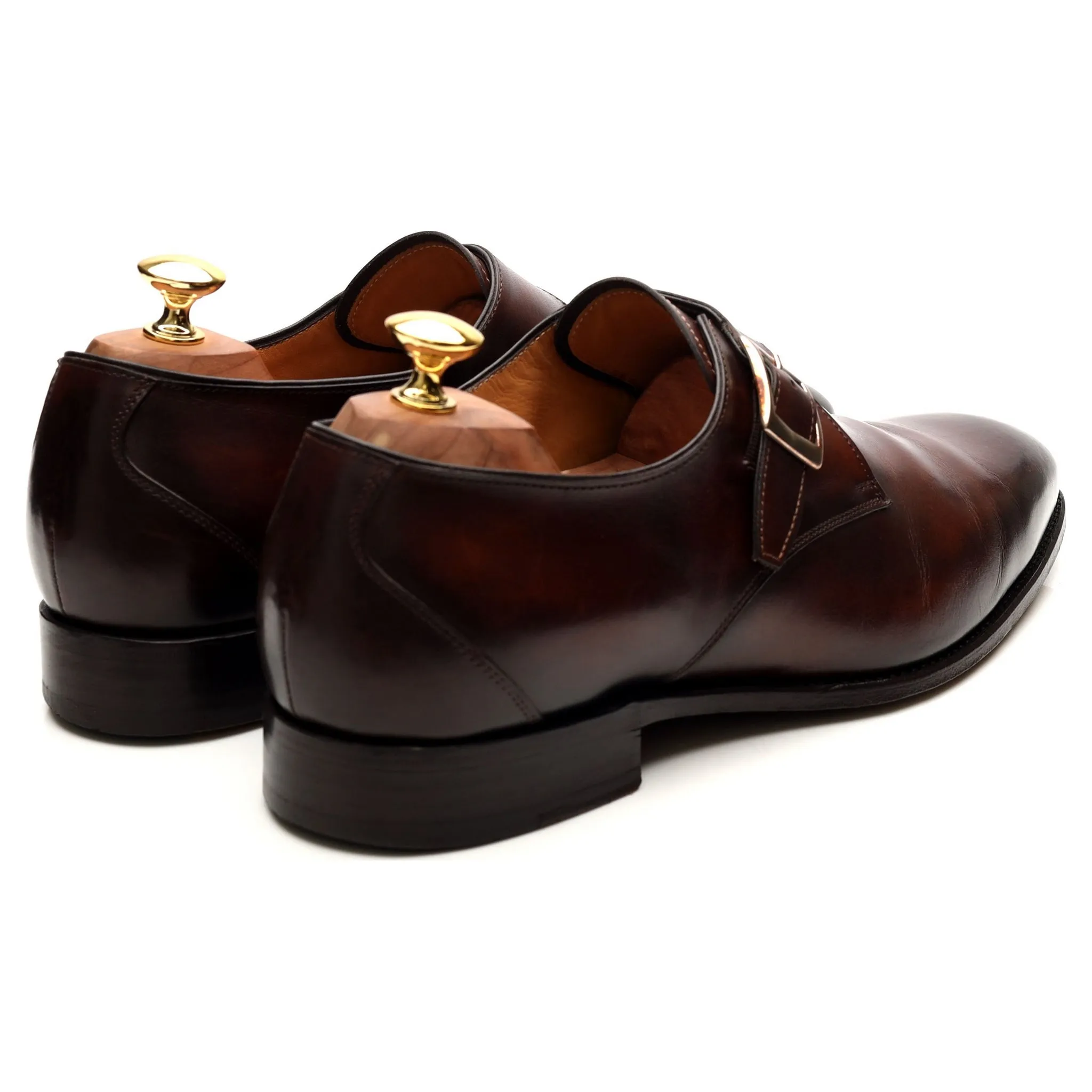 'Gareth' Brown Leather Monk Strap UK 9.5 E