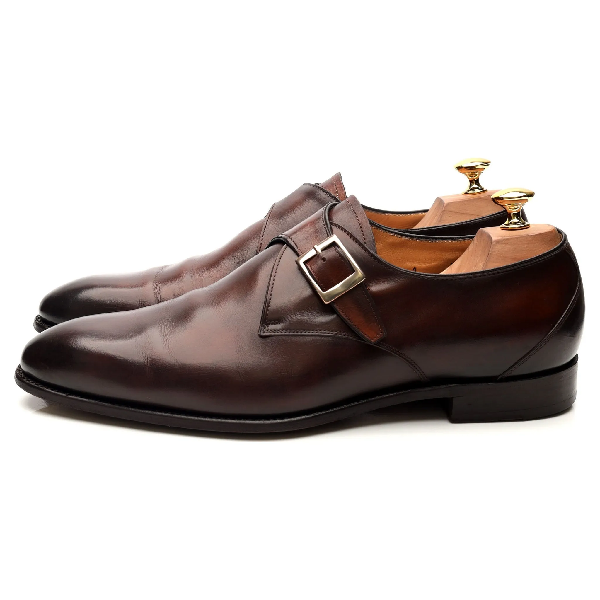 'Gareth' Brown Leather Monk Strap UK 9.5 E