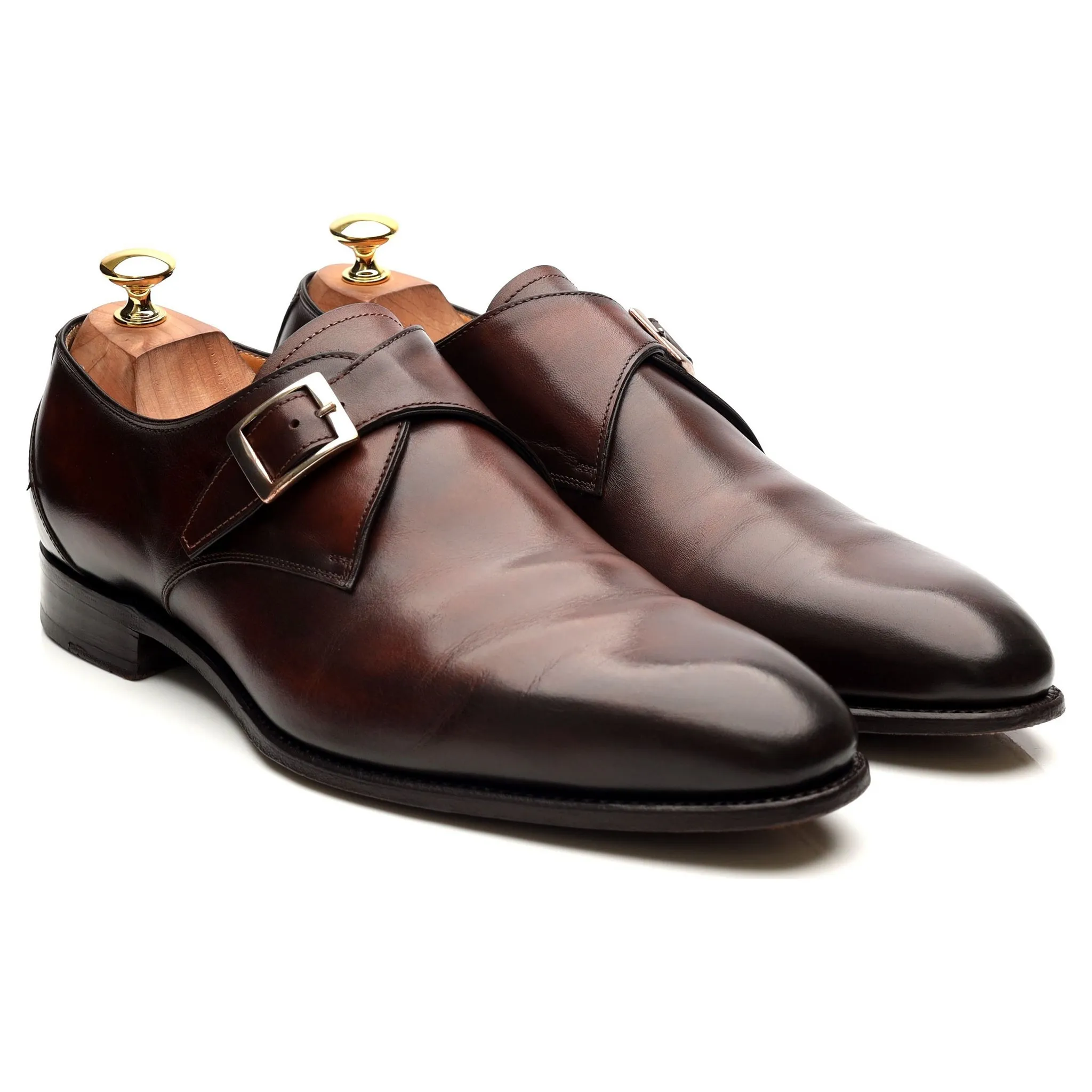 'Gareth' Brown Leather Monk Strap UK 9.5 E