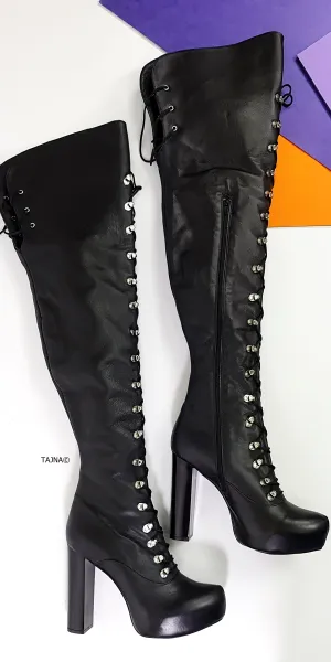 Genuine Leather 13cm Chunky Military Boots