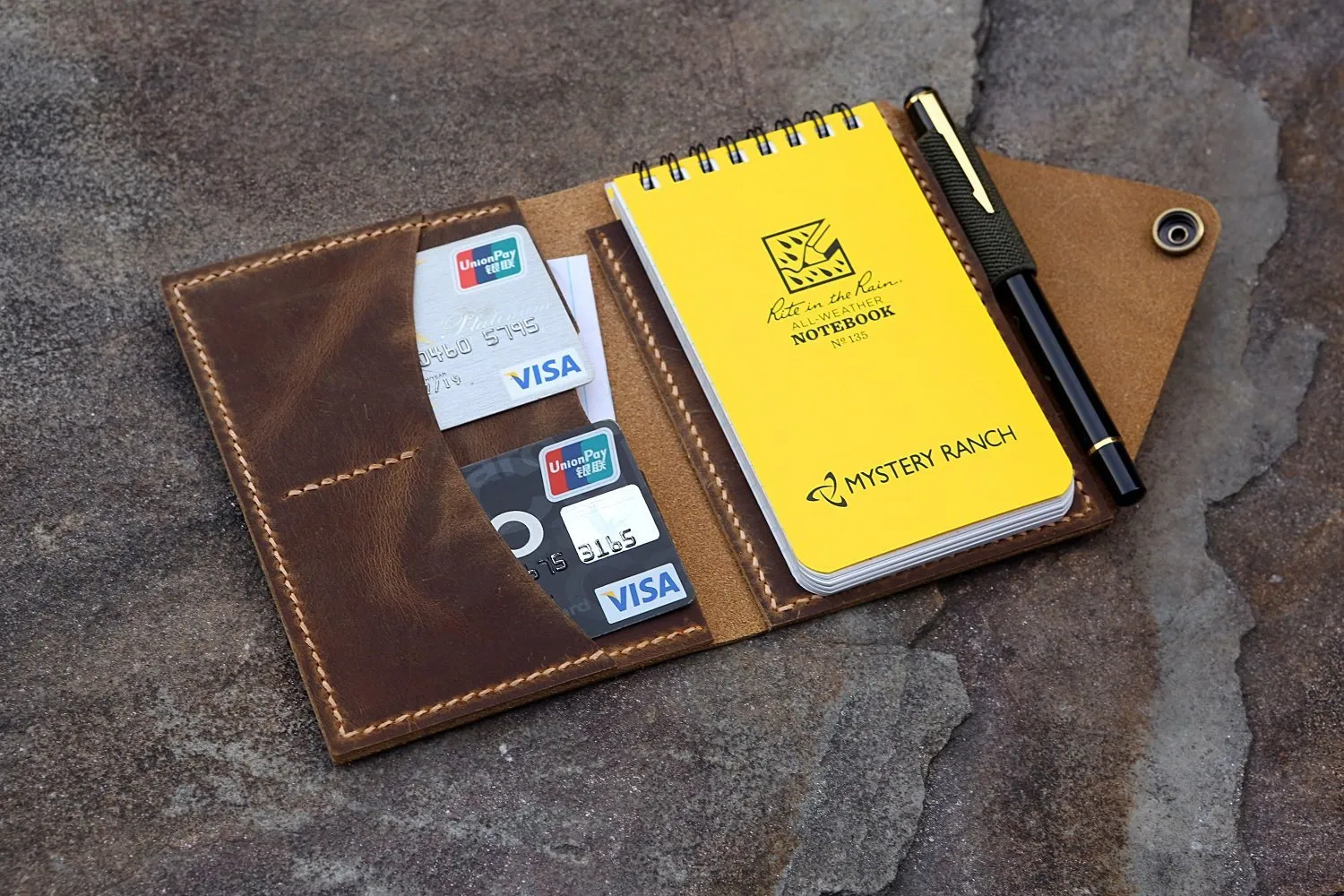 genuine leather cover organizer for rite in the rain top-spiral notebook 3" x 5" 4" x 6"