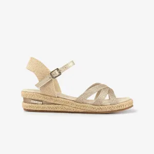 Girl's Platinum Glitter Wedge Sandals