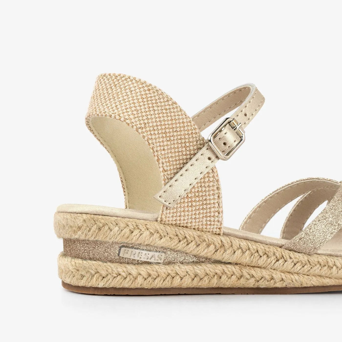 Girl's Platinum Glitter Wedge Sandals
