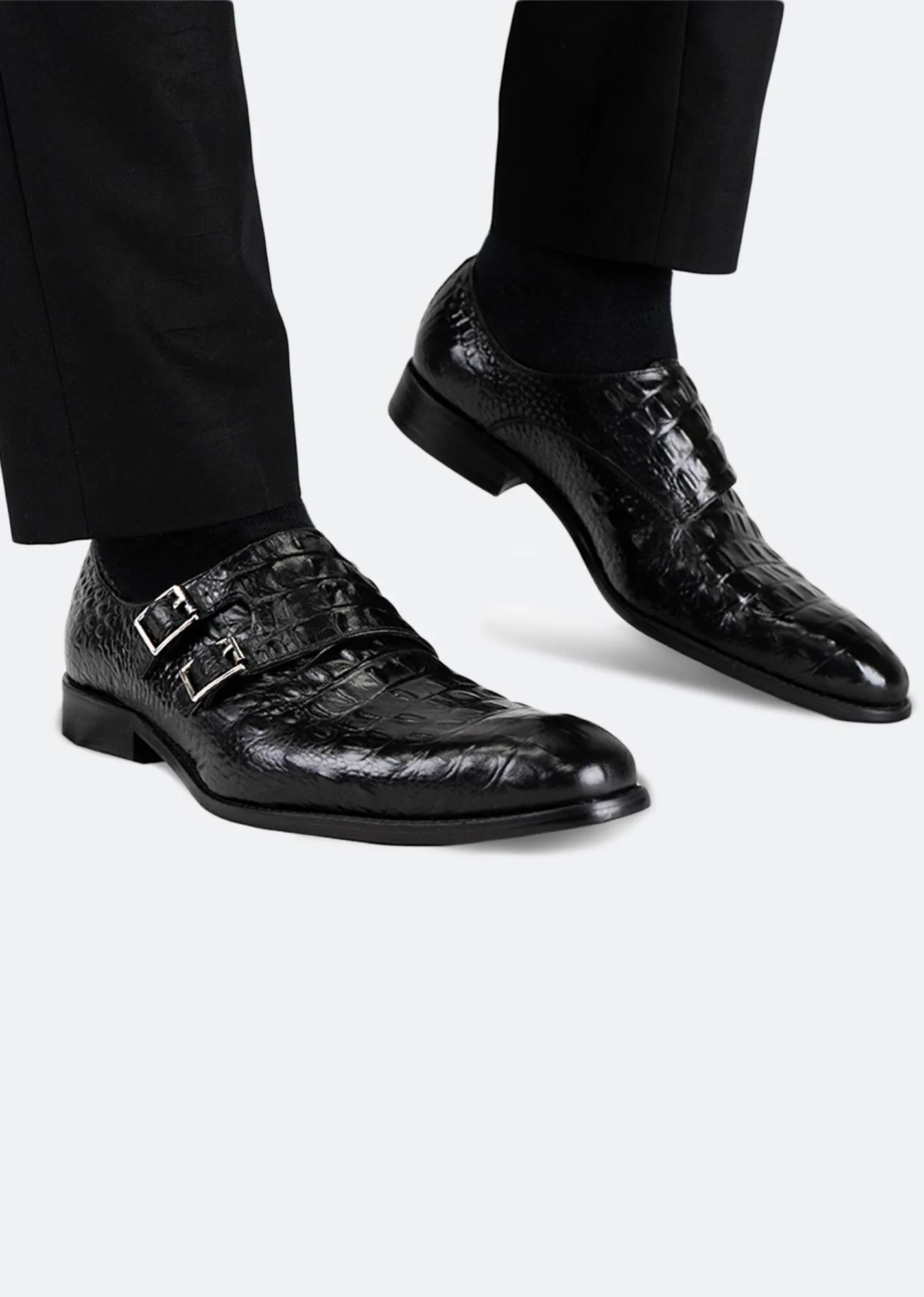 GJones Croc Double Monkstraps