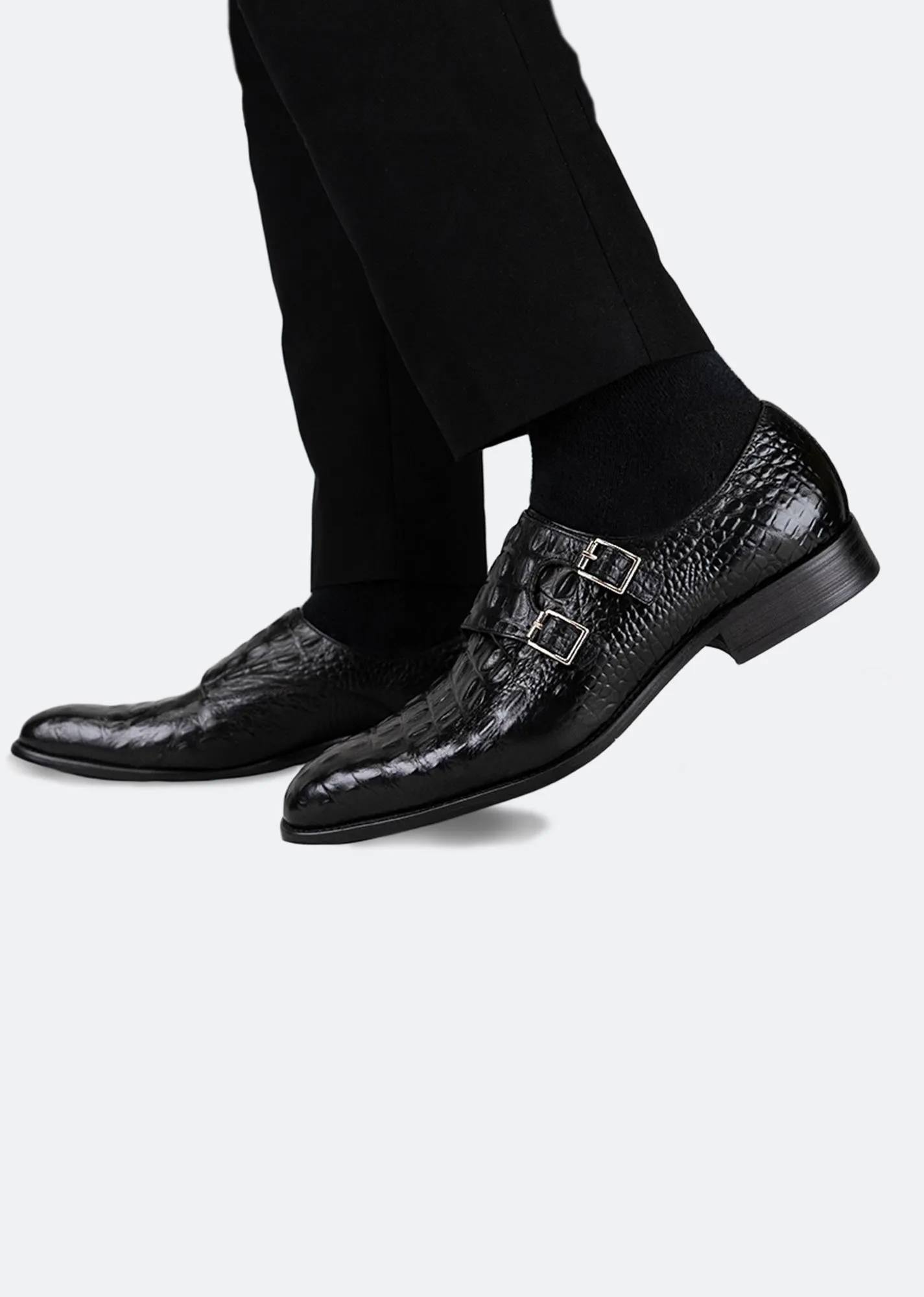 GJones Croc Double Monkstraps