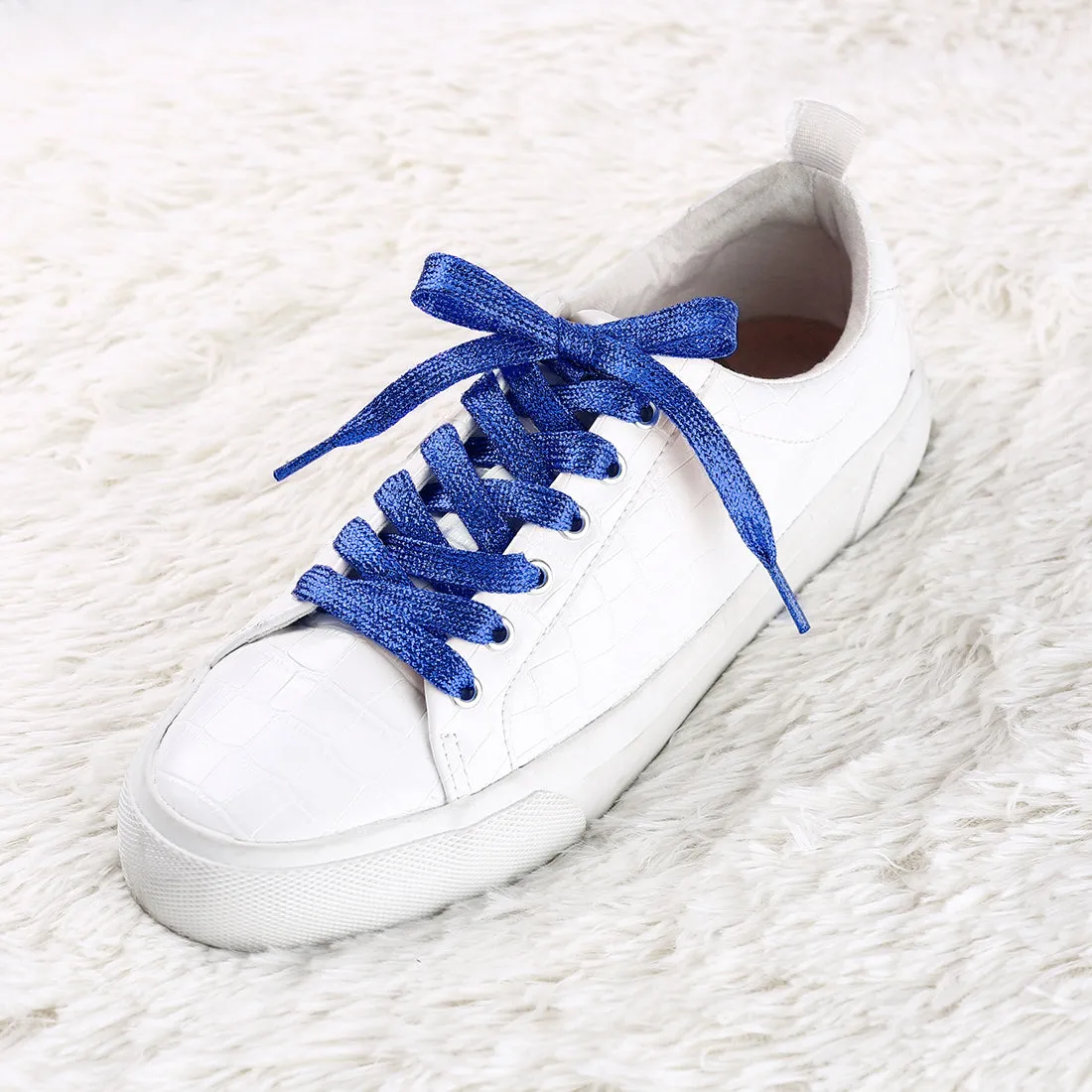 Glitter Metallic Shiny Flat Sneakers Shoelace Strings