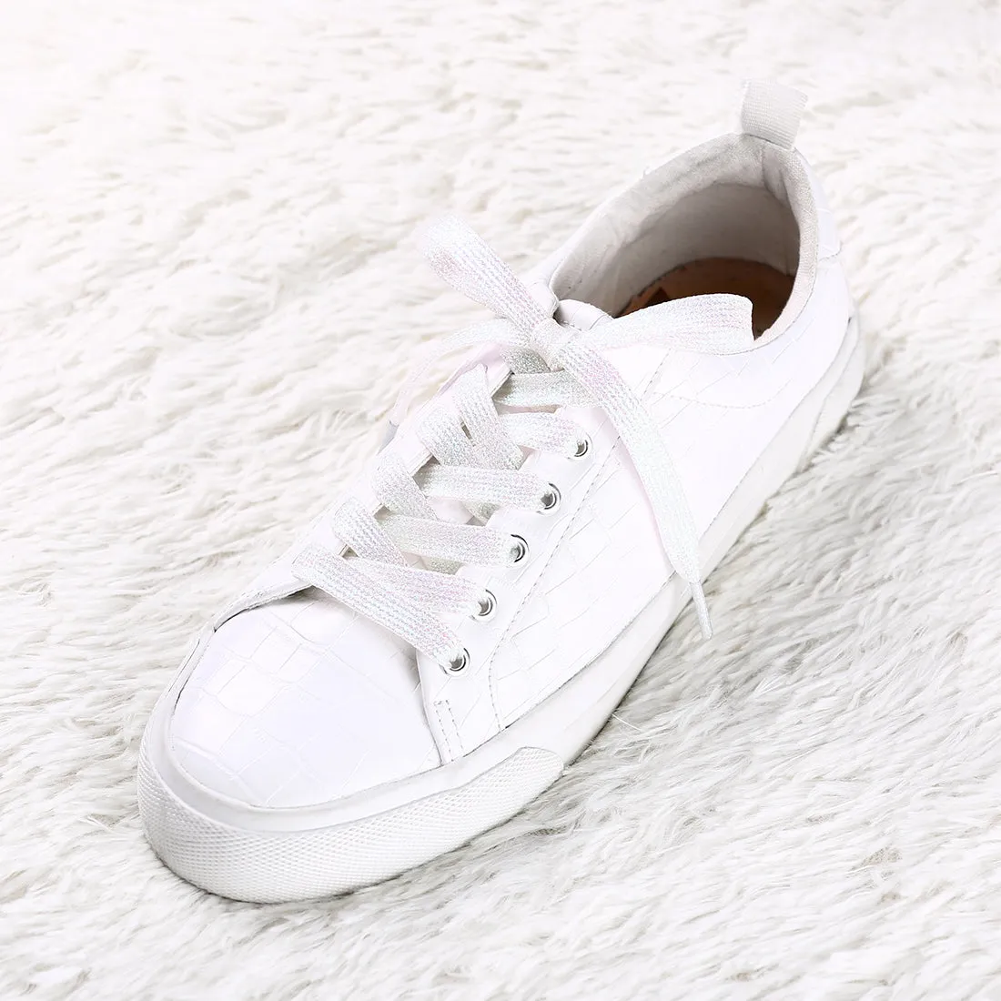 Glitter Metallic Shiny Flat Sneakers Shoelace Strings