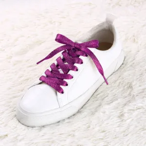Glitter Metallic Shiny Flat Sneakers Shoelace Strings