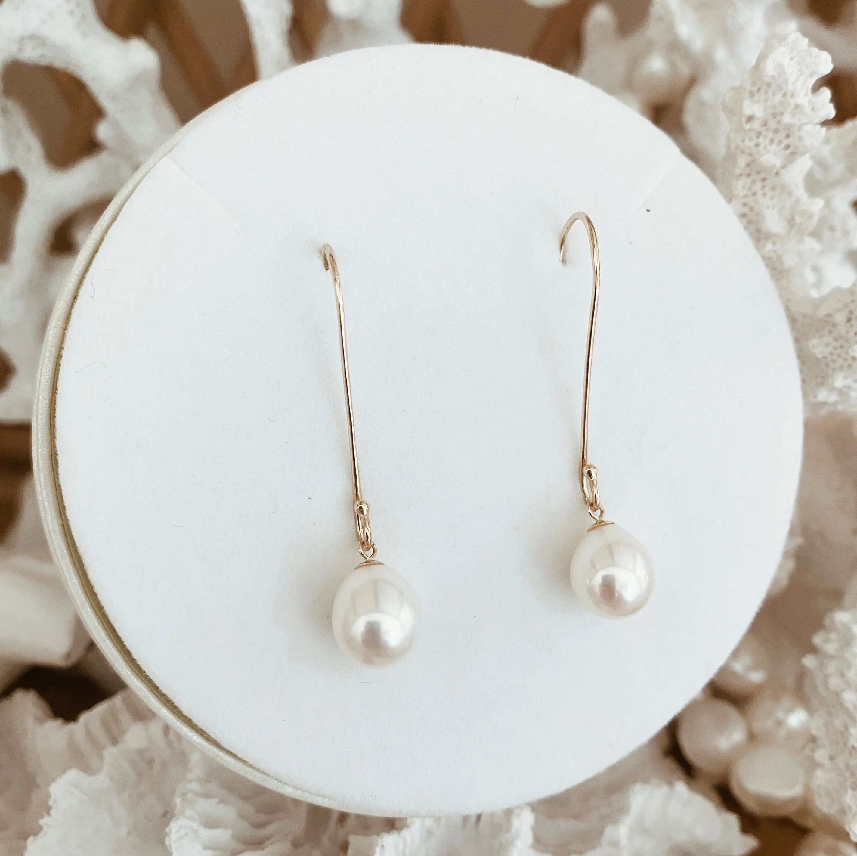 Gold and Pearl Bridal Earrings