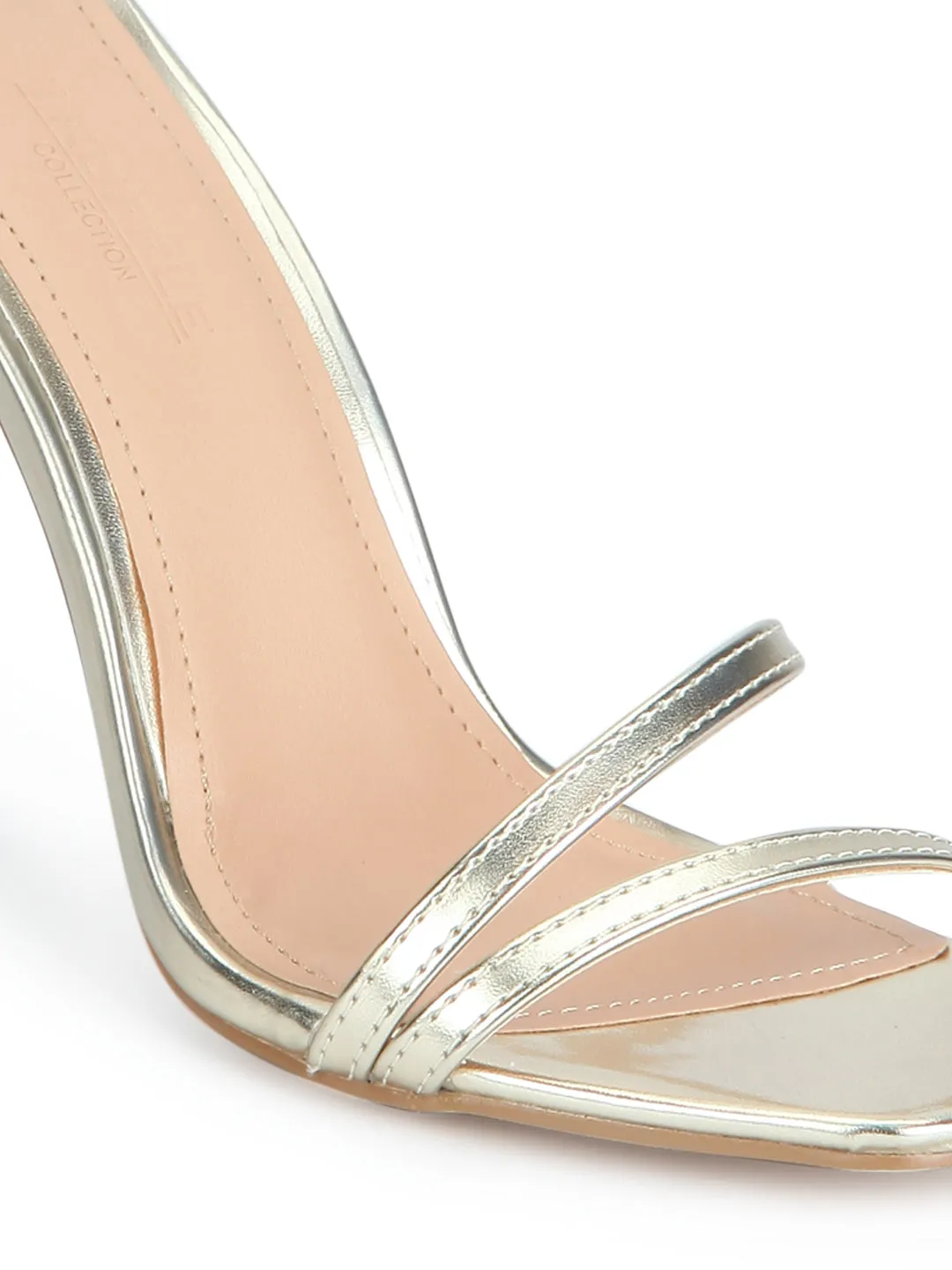 Gold Metallic Strappy Ankle Strap Stilettos