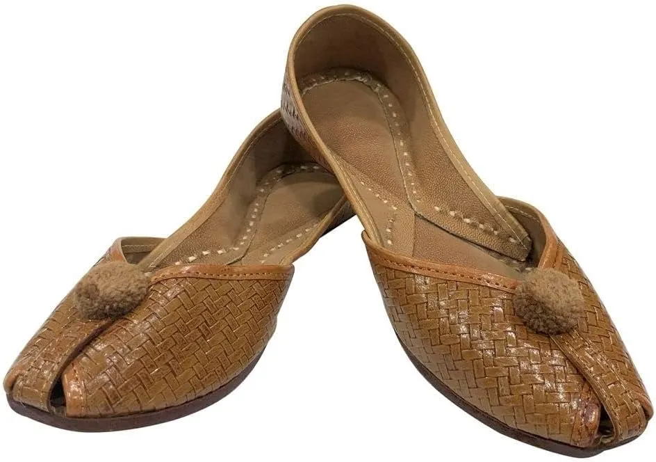 Gold Zari Punjabi Jutti for Women's Soft Flat Ethnic Handmade Girls Juti Traditional Jooti Wedding Indian Shoes