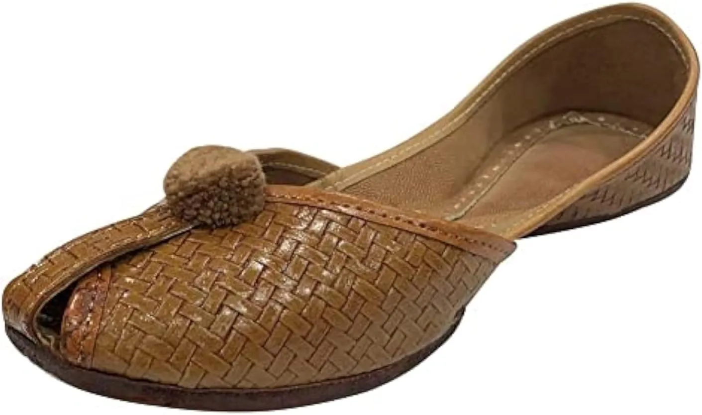 Gold Zari Punjabi Jutti for Women's Soft Flat Ethnic Handmade Girls Juti Traditional Jooti Wedding Indian Shoes