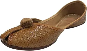 Gold Zari Punjabi Jutti for Women's Soft Flat Ethnic Handmade Girls Juti Traditional Jooti Wedding Indian Shoes
