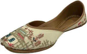 Gold Zari Punjabi Jutti for Women's Soft Flat Ethnic Handmade Girls Juti Traditional Jooti Wedding Indian Shoes