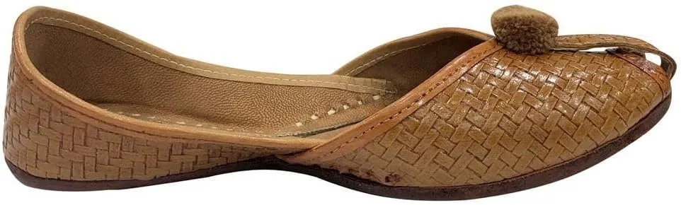 Gold Zari Punjabi Jutti for Women's Soft Flat Ethnic Handmade Girls Juti Traditional Jooti Wedding Indian Shoes