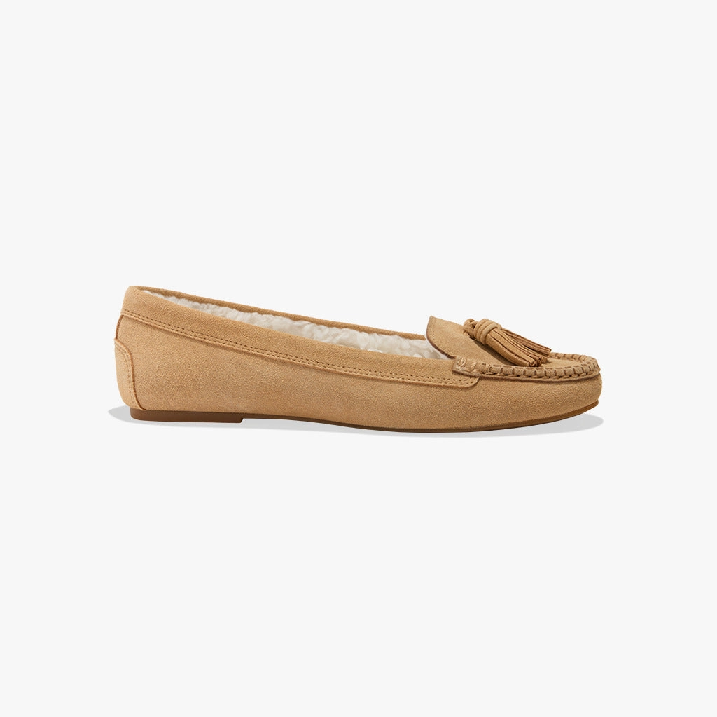 Melnick Suede & Sherpa Tassel Moccasin Shock Absorbing Footwear