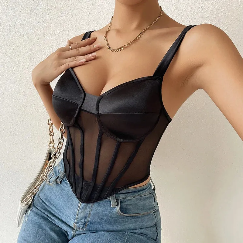 Gothic Allure Satin Underbust Corset Top