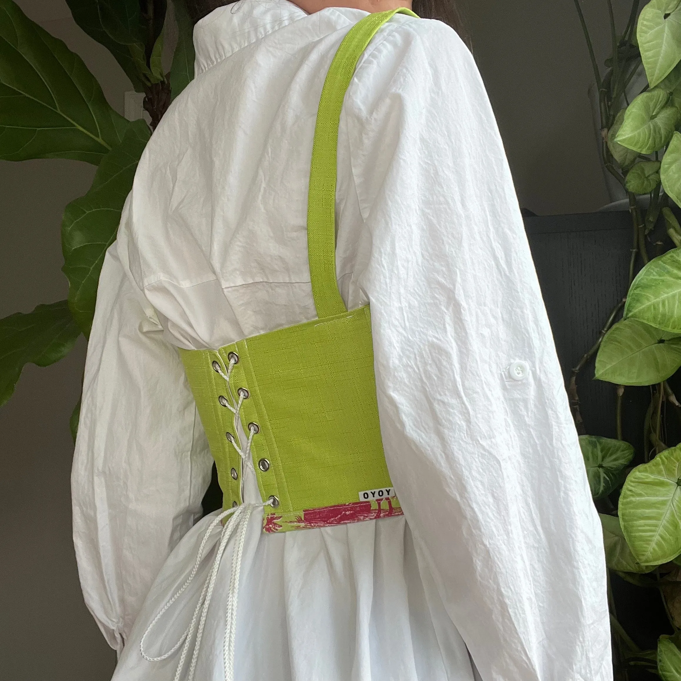 Green and Pink Toile Under Bust Corset