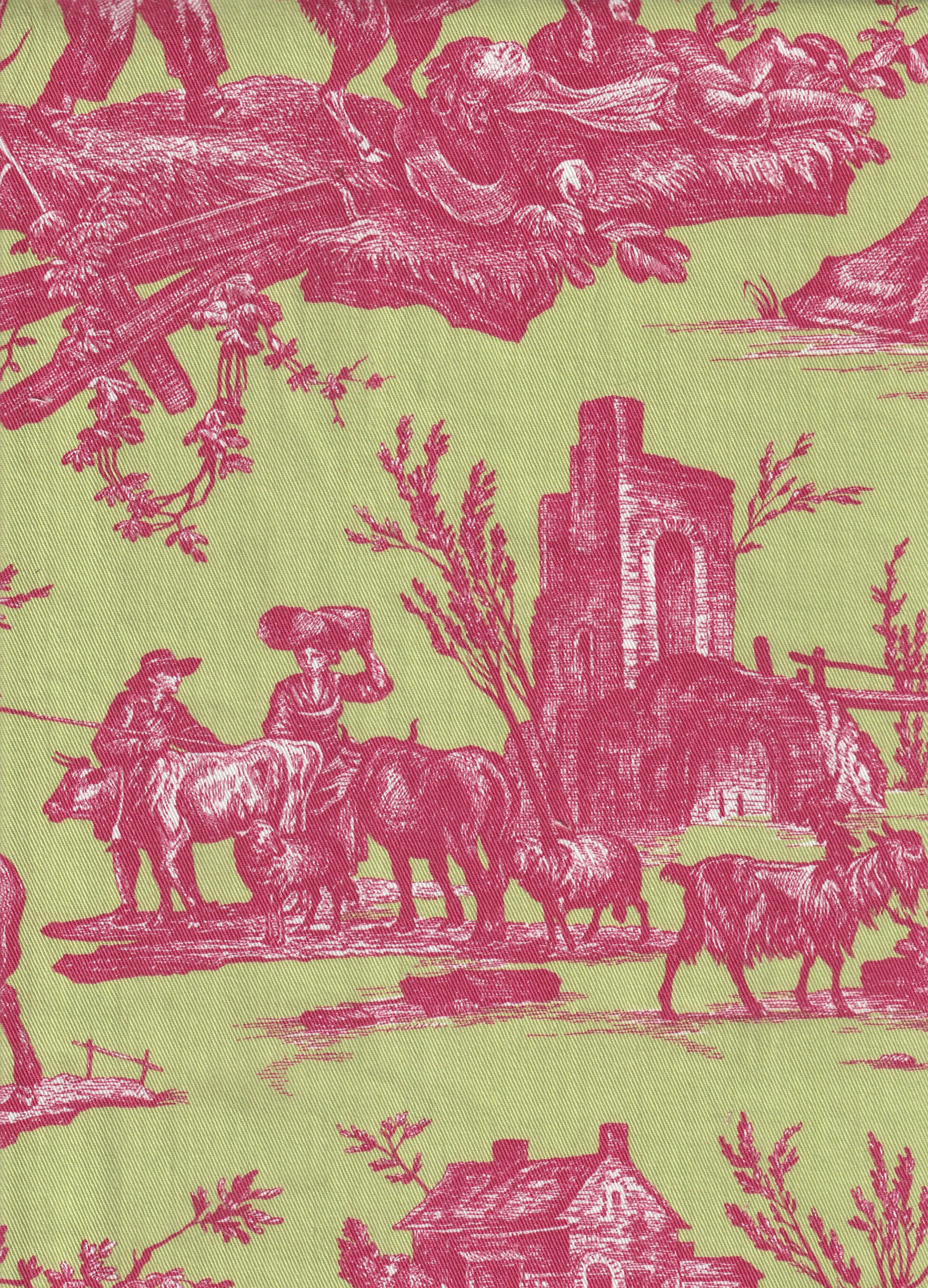 Green and Pink Toile Under Bust Corset