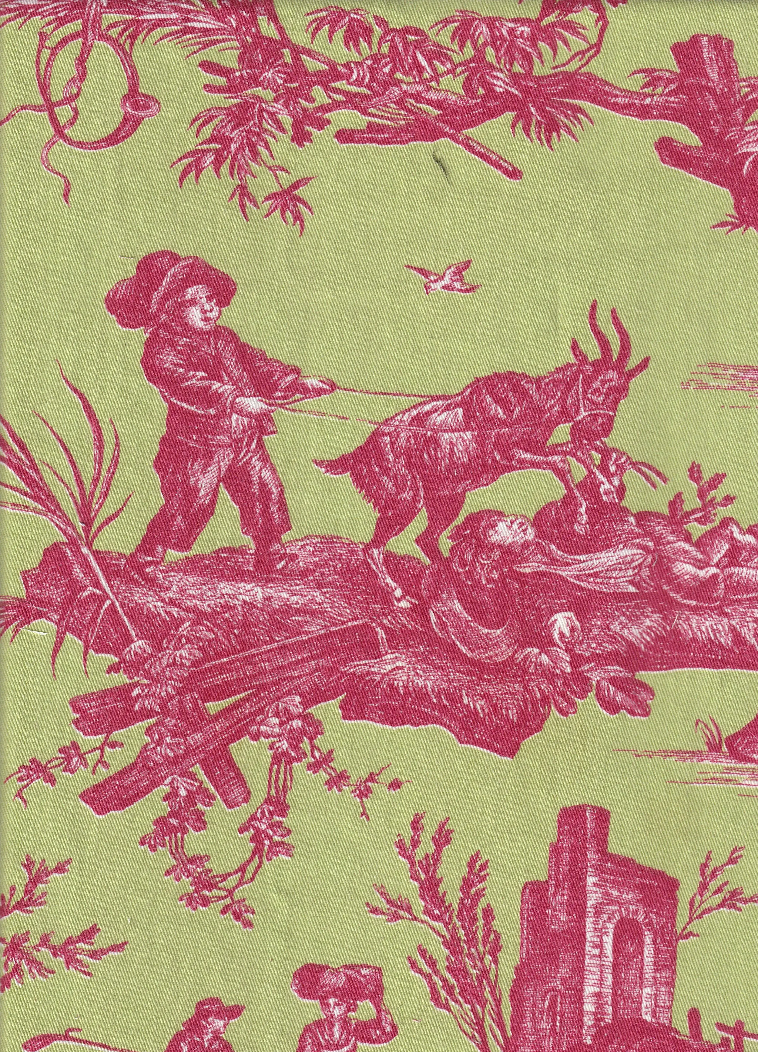 Green and Pink Toile Under Bust Corset