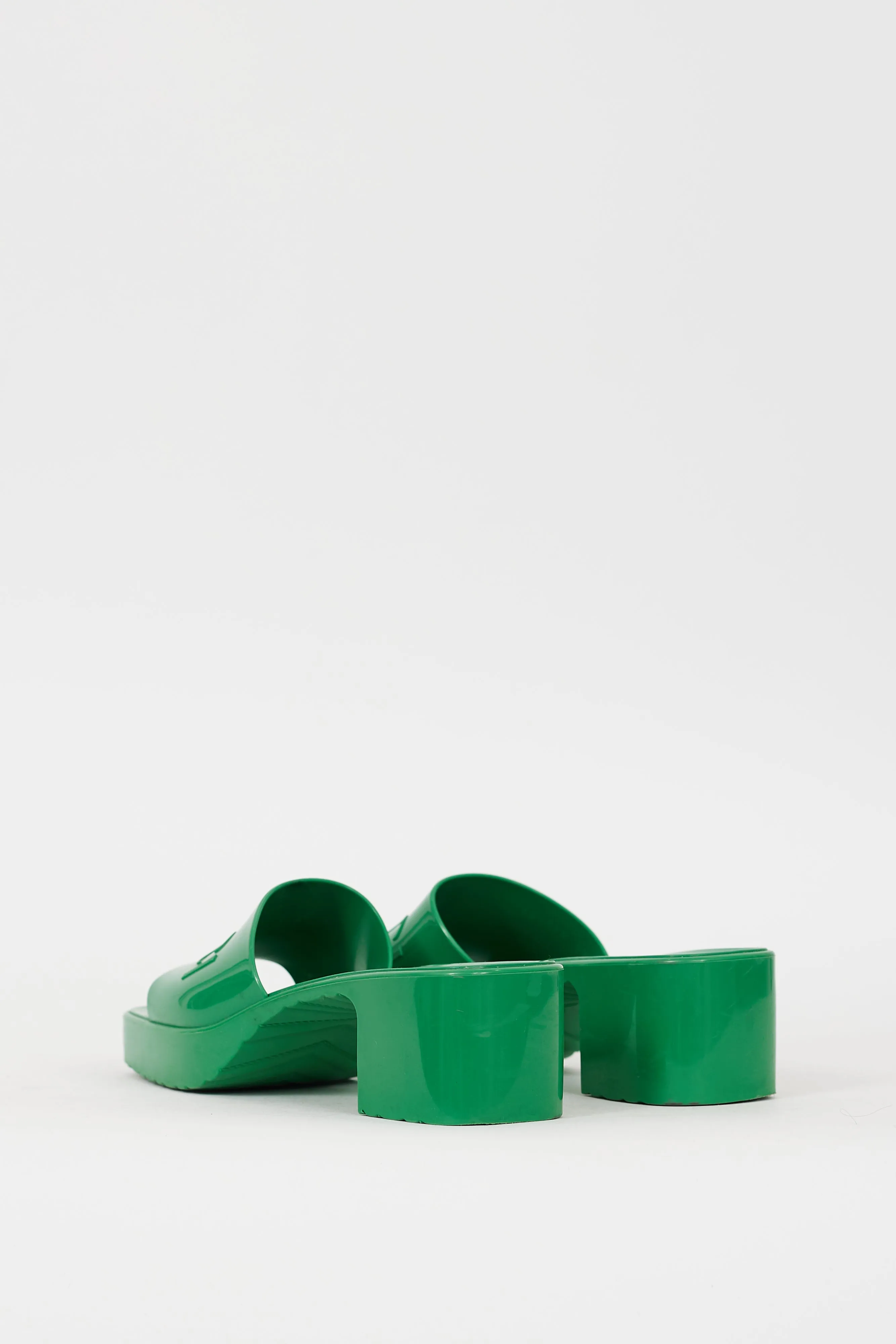 Green Rubber Logo Platform Sandal