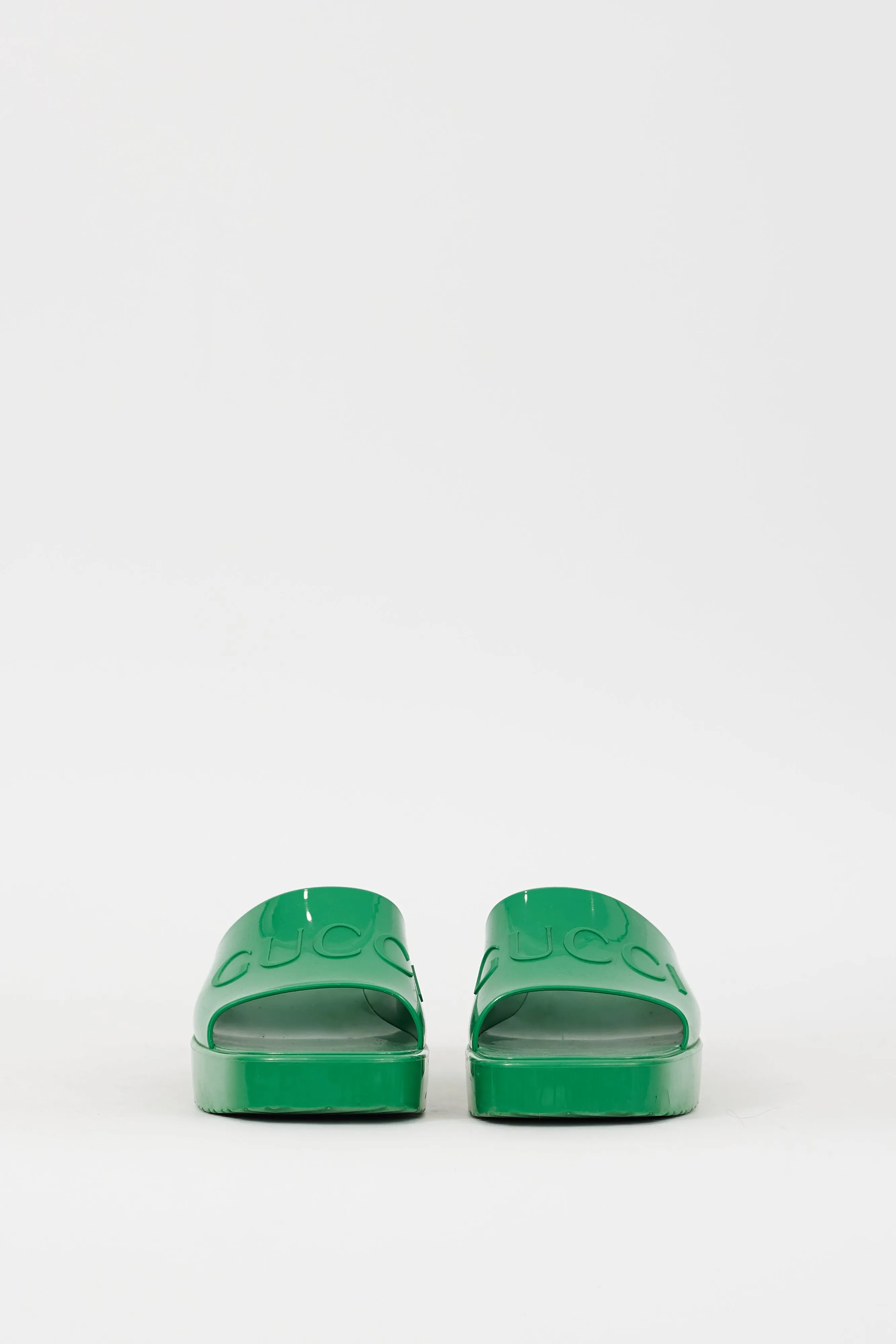 Green Rubber Logo Platform Sandal